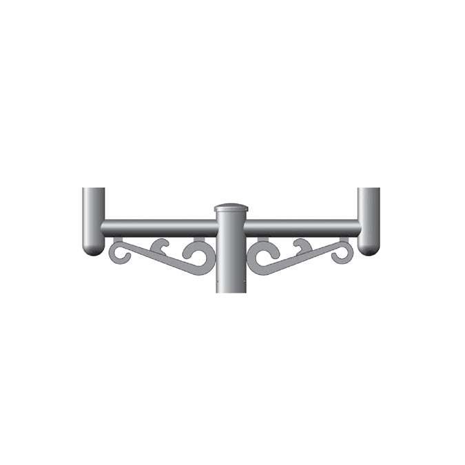 2 @ 180 deg. Fixture Mount, Aluminum Decorative South River Bracket, Pole Top Hub Mount