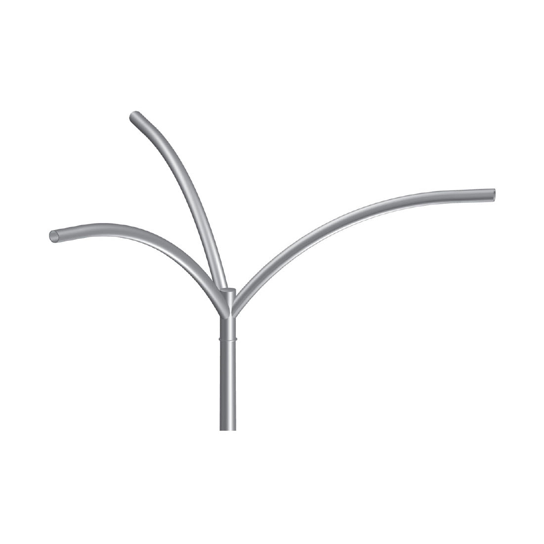3 @ 120 deg. Fixture Mount, 4' Long, Steel Upsweep Bracket, Pole Top Mount