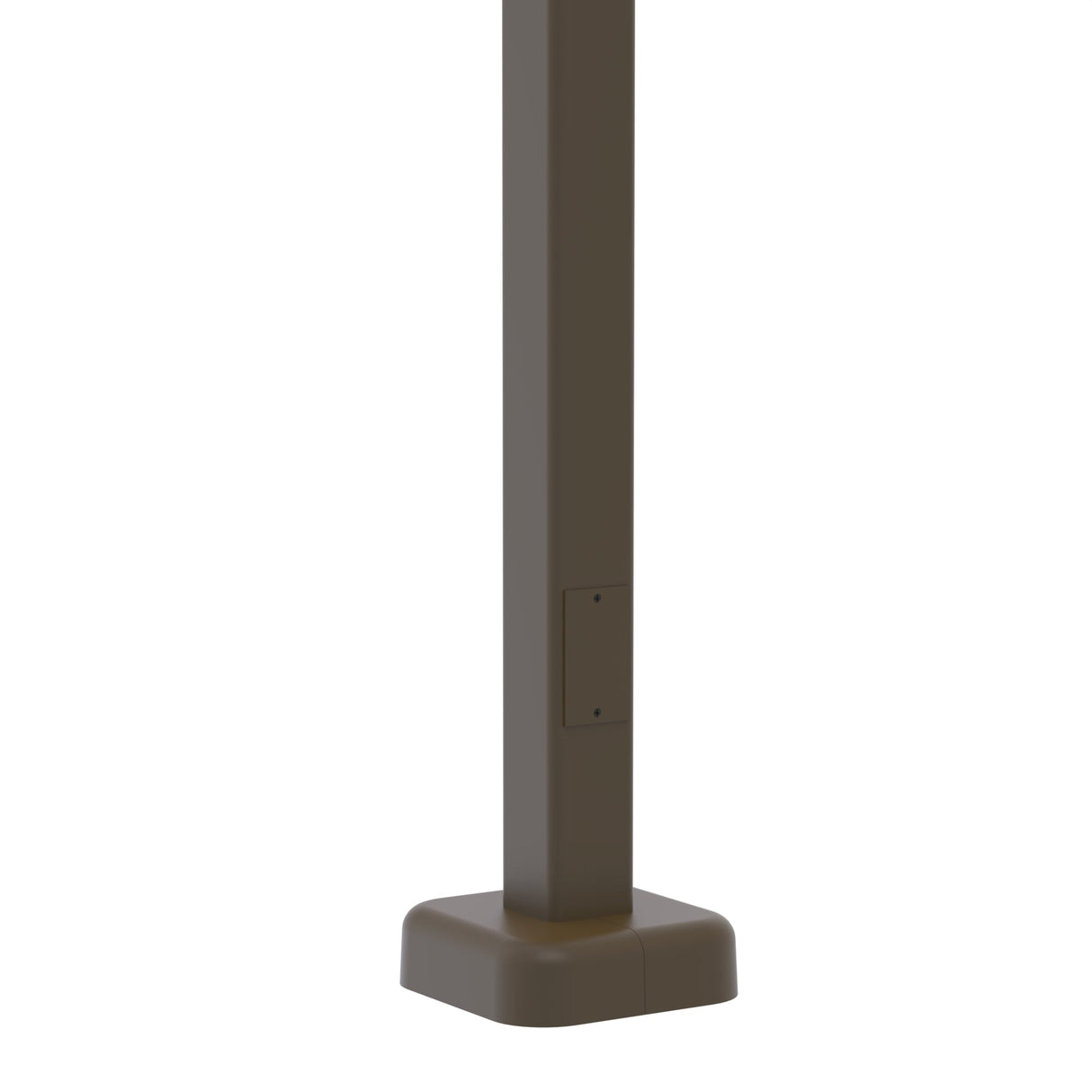 16' Tall x 4.0" OD x 0.125" Thick, Soft Square Straight Aluminum, Hinged Base Light Pole