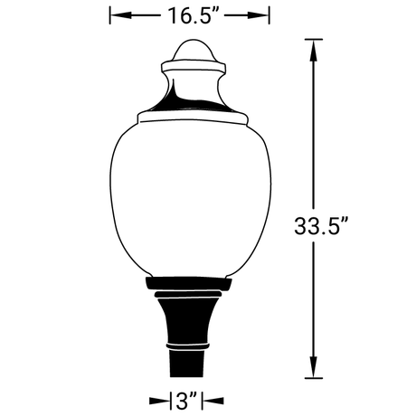 27w LED, 33.5" Acorn Design Post Top Lamp with Decorative Base, 3700 Lumens