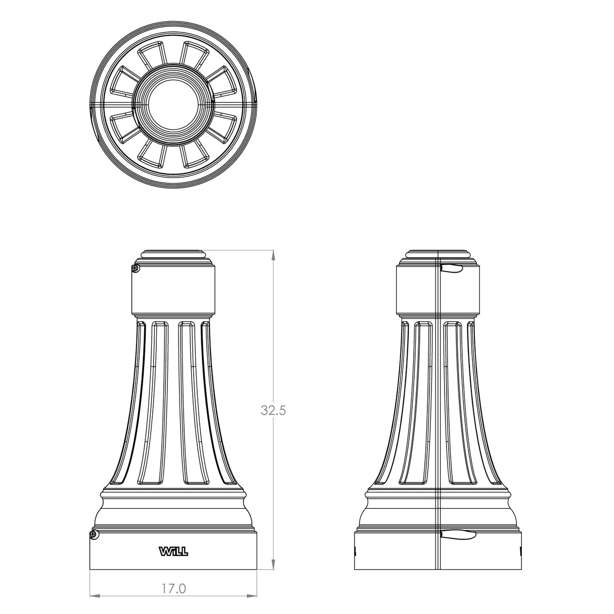 CL3 Decorative Clamshell Light Pole Base Cover for 5" Round Light Poles