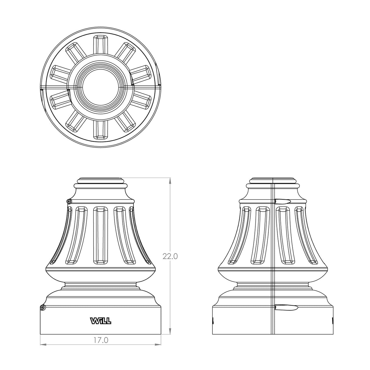 CL2 Decorative Clamshell Light Pole Base Cover for 6" Round Light Poles