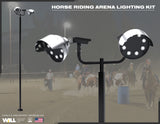 100' x 200' Horse Riding Arena Lighting Kit - 4 Poles + 8 Fixtures, Pre-Shipped Anchor Bolts, Black Finish, Free Shipping!