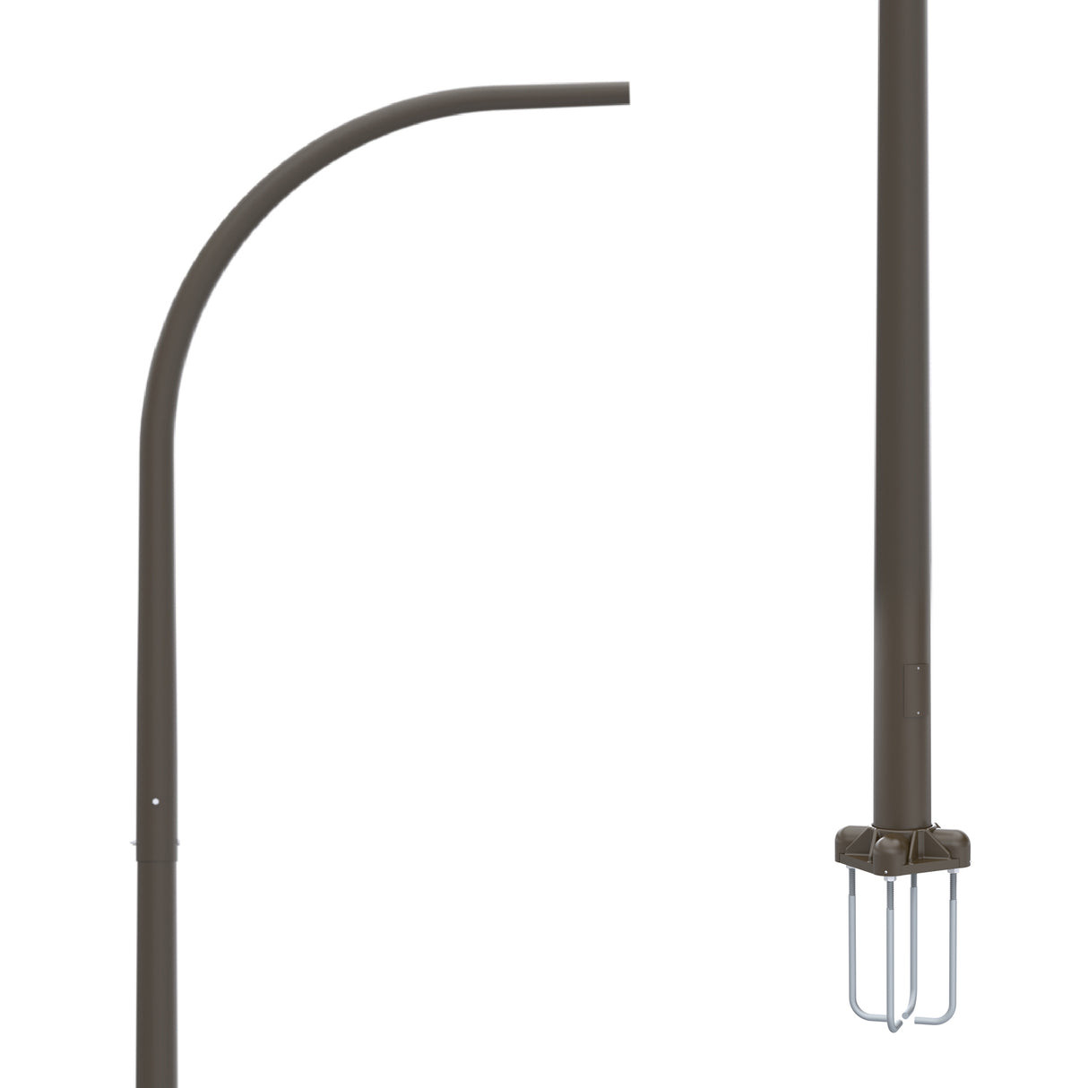 35' Tall x 8.0" Base OD x 4.5" Top OD x 0.188" Thick, Round Tapered Aluminum, Anchor Base Light Pole with 4' Davit Arm