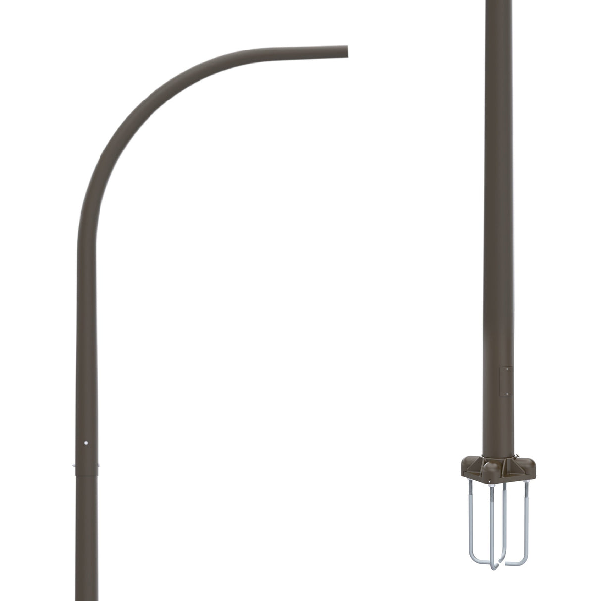 30' Tall x 8.0" Base OD x 4.5" Top OD x 0.156" Thick, Round Tapered Aluminum, Anchor Base Light Pole with 4' Davit Arm