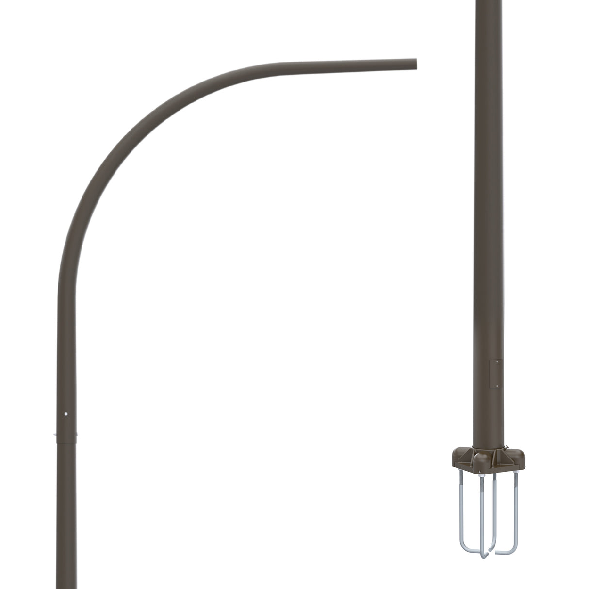 30' Tall x 7.0" Base OD x 4.0" Top OD x 0.156" Thick, Round Tapered Aluminum, Anchor Base Light Pole with 6' Davit Arm