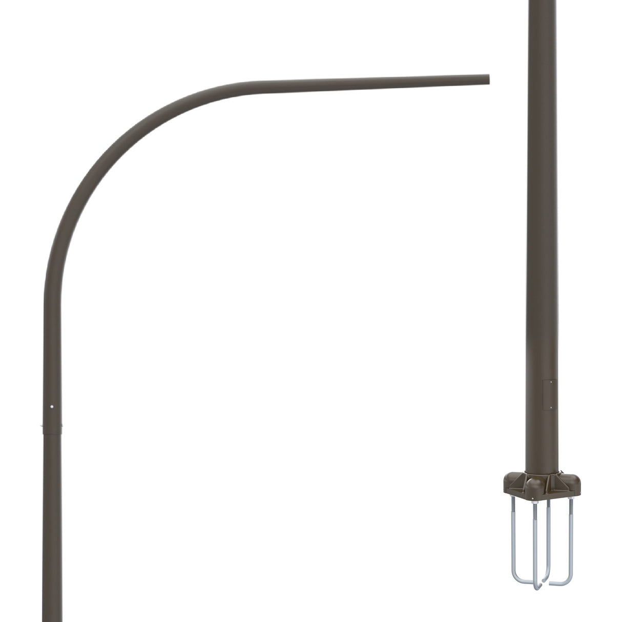 30' Tall x 8.0" Base OD x 4.5" Top OD x 0.156" Thick, Round Tapered Aluminum, Anchor Base Light Pole with 8' Davit Arm