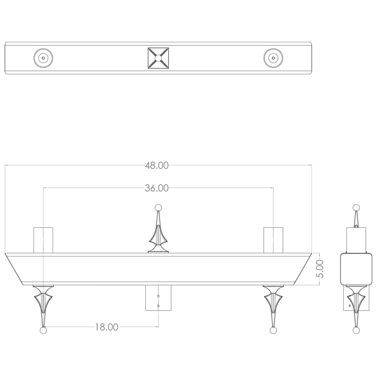 FR2 2@180 Crossarm w/ Finial