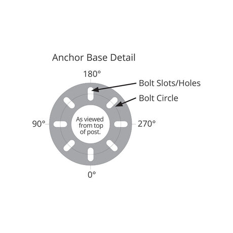 12' Tall x 6.0" Base OD x 4.6'' Top OD x 0.125" Thick, Fluted Round Tapered Aluminum, Decorative Huntington Style Anchor Base Light Pole