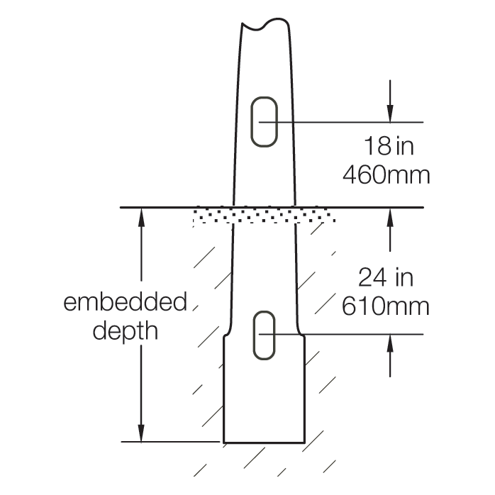 10' Above Grade, 4' Below Grade, Round Tapered Fiberglass, Direct Burial Light Pole