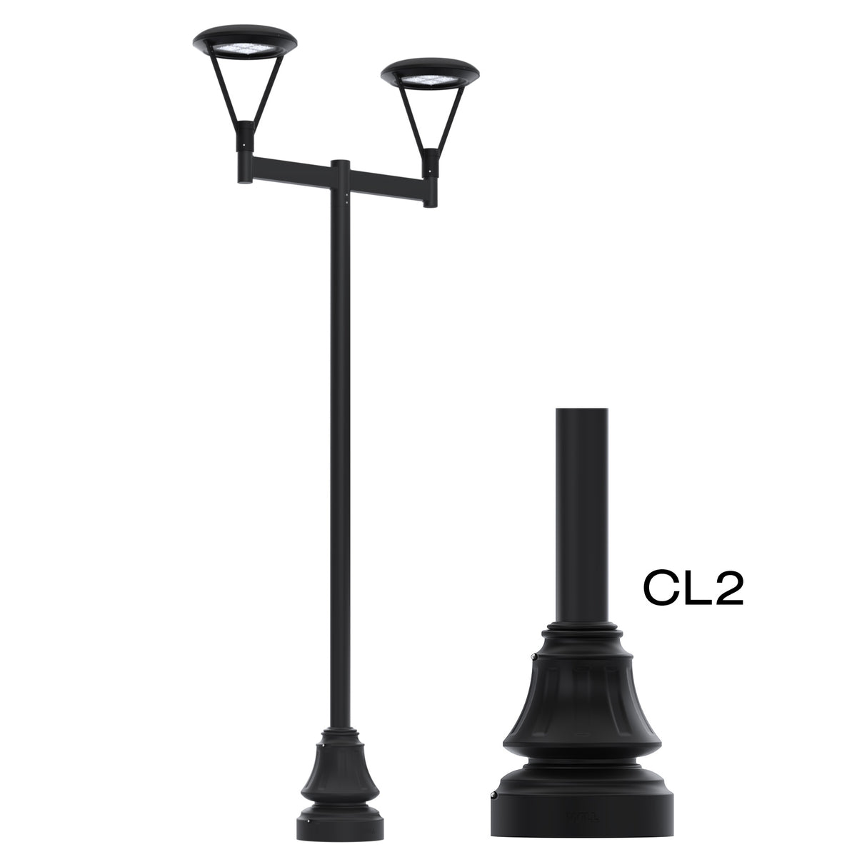 8' Tall x 4.0" OD x 0.125" Wall Thickness, Round Straight Aluminum, Anchor Base Decorative Light Pole