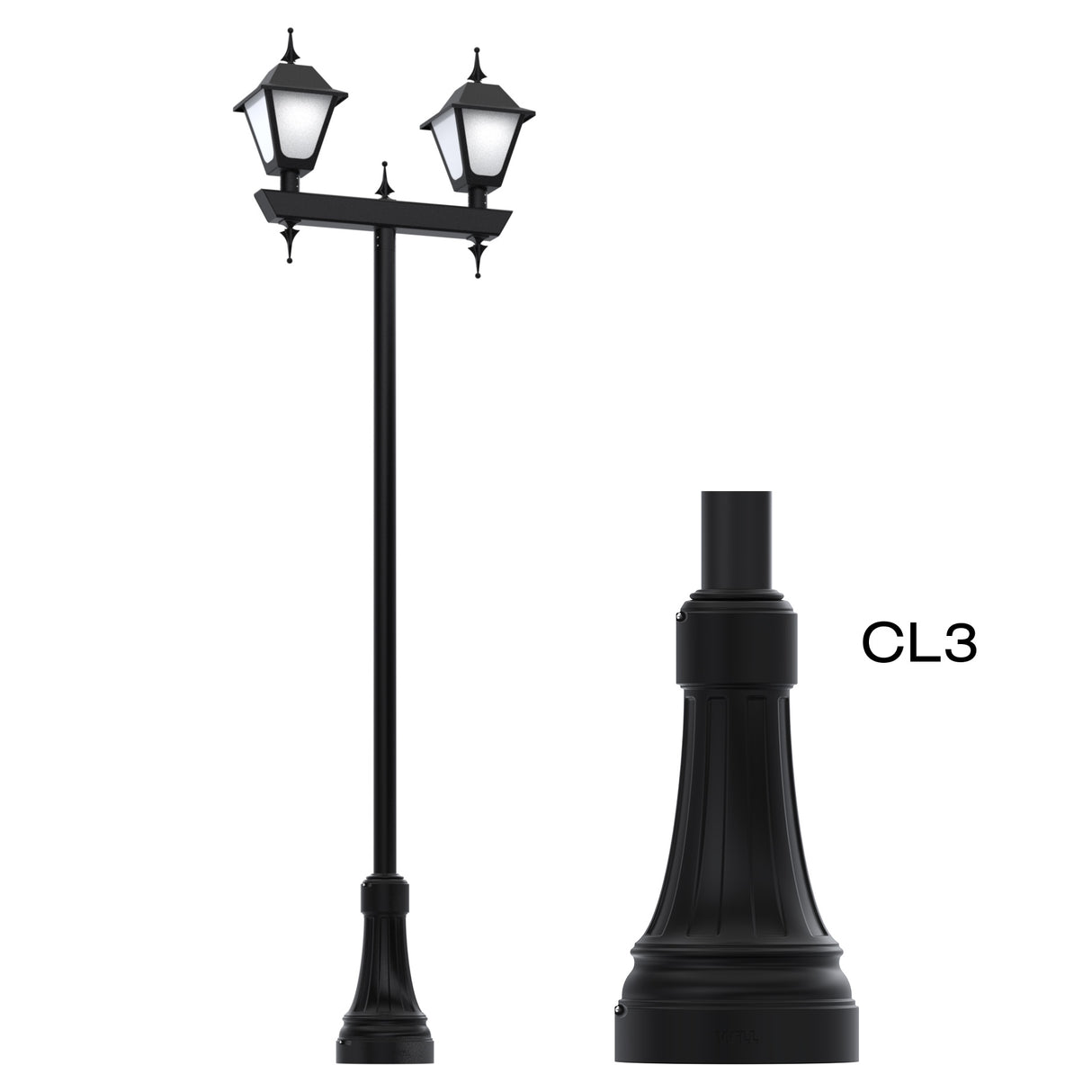 8' Tall x 4.0" OD x 0.125" Wall Thickness, Round Straight Aluminum, Anchor Base Decorative Light Pole