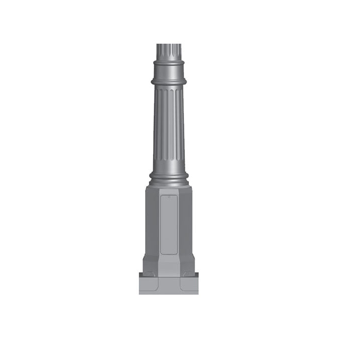 10' Tall x 5.0" OD x 0.125" Thick, Round Straight Aluminum, Decorative Williamsburg Style Anchor Base Light Pole