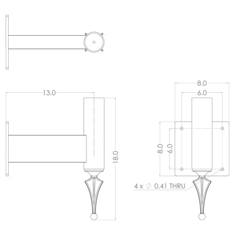 WM2 Single Wall Tenon Mount w/ Finial