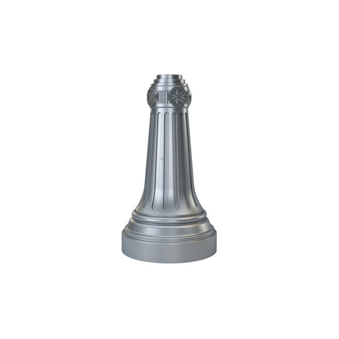 10' Tall x 4.0" OD x 0.125" Thick, Fluted Round Straight Aluminum, Decorative York Style Anchor Base Light Pole