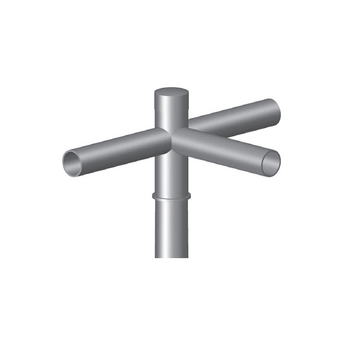 3 @ 90 deg. Fixture Mount, 12" Long, Steel Spoke Bracket, Pole Top Mount