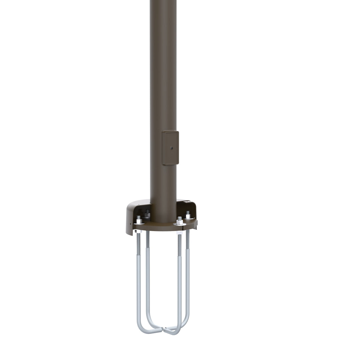 10' Tall x 3.0" OD x 11ga Thick, Round Straight Steel, Anchor Base Light Pole