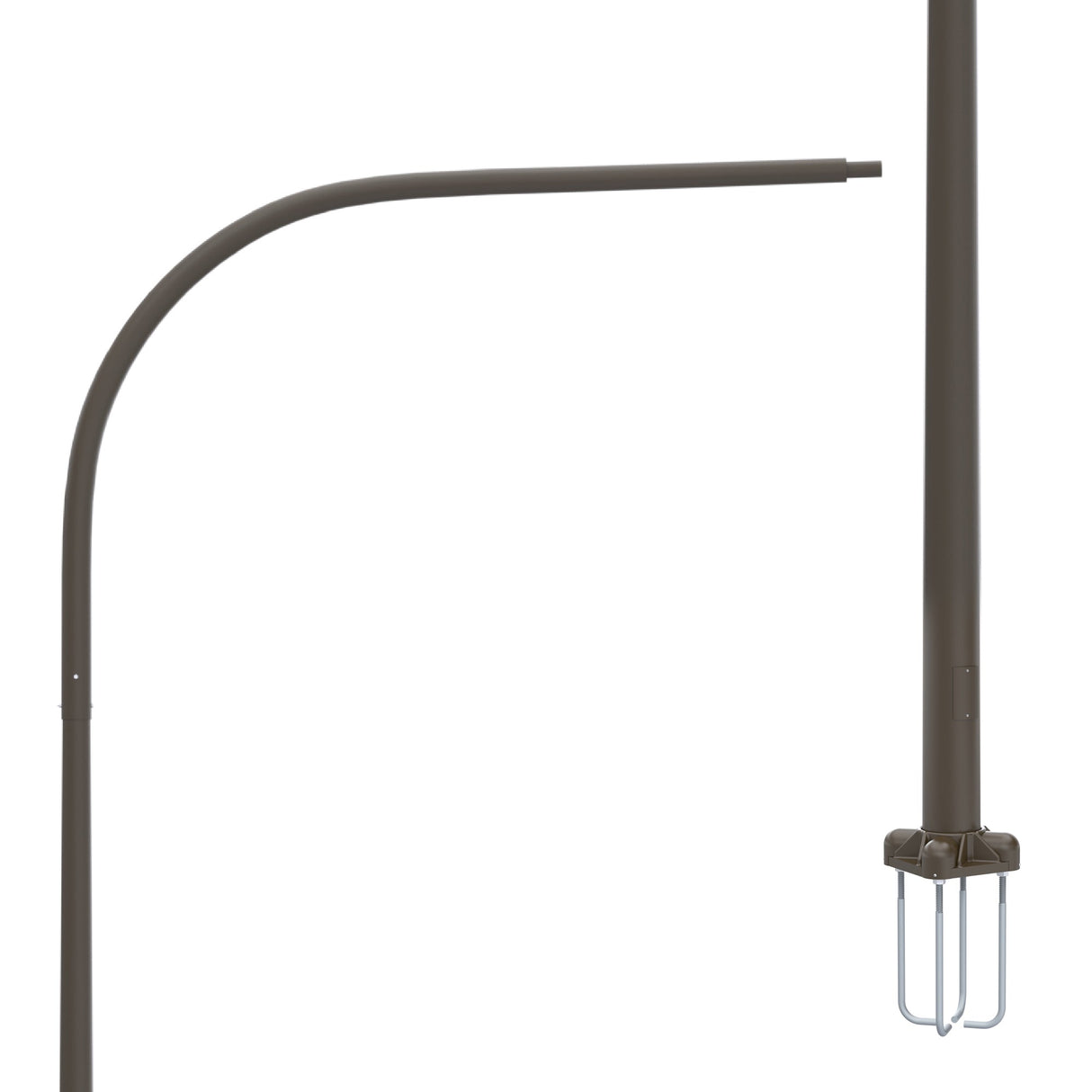 25' Tall x 6.0" Base OD x 4.0" Top OD x 0.156" Thick, Round Tapered Aluminum, Anchor Base Light Pole with 10' Davit Arm
