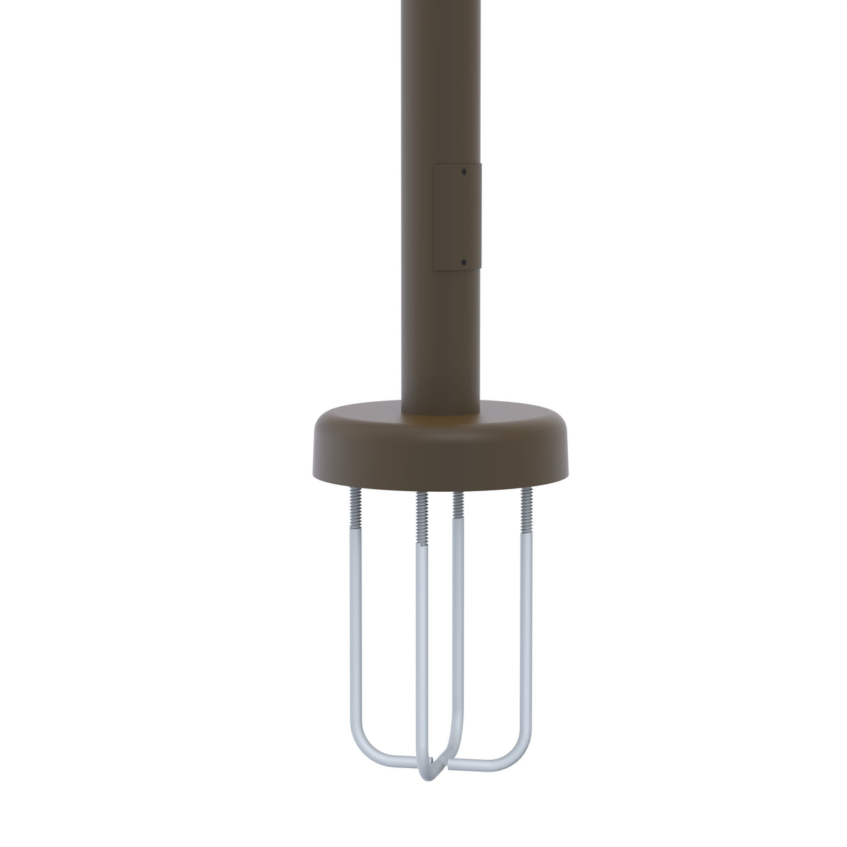 10' Tall x 5.0" Base OD x 3.0" Top OD x 0.125" Thick, Round Tapered Aluminum, Hinged Anchor Base Light Pole
