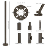 14' Tall x 5.0" OD x 0.125" Thick, Round Straight Aluminum, Hinged Anchor Base Light Pole