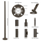 16' Tall x 4.0" Base OD x 3.0" Top OD x 0.125" Thick, Round Tapered Aluminum, Hinged Anchor Base Light Pole