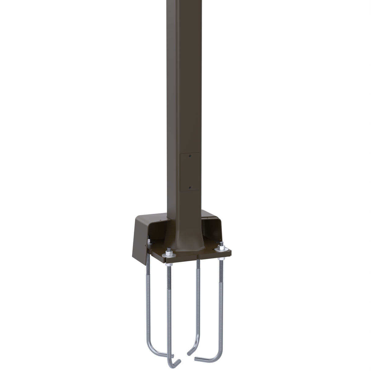 35' Tall x 7.1" Base OD x 3.3" Top OD x 7ga Thick, External Hinged Square Tapered Steel, Anchor Base Light Pole