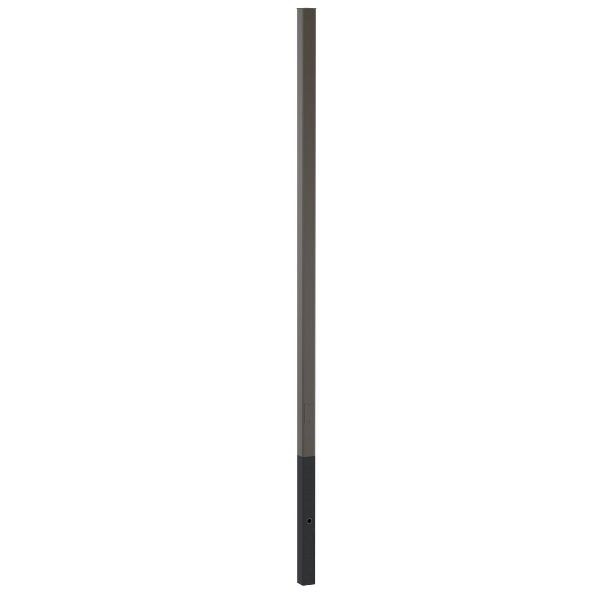 10' Above Grade x 4.0" OD  x 0.125" Thick, Square Straight Aluminum, Direct Burial Light Pole