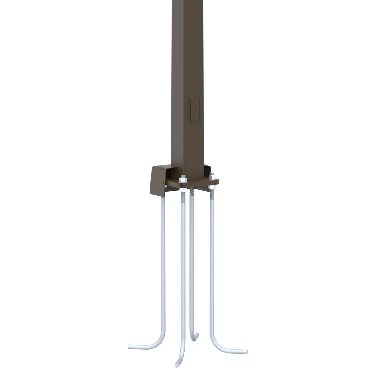 39' Tall x 8.8" Base OD x 4.5" Top OD x 7ga Thick, Square Tapered Steel, Anchor Base Light Pole