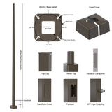 25' Tall x 6.4" Base OD x 3.7" Top OD x 7ga Thick, Square Tapered Steel, Anchor Base Light Pole