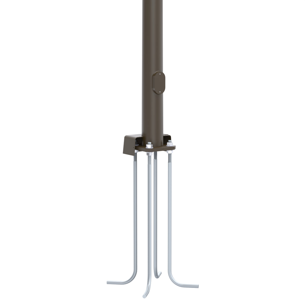 70' Tall x 13" Base OD x 3.6" Top OD x 5 & 7ga Thick, Round Tapered Steel, Anchor Base Light Pole