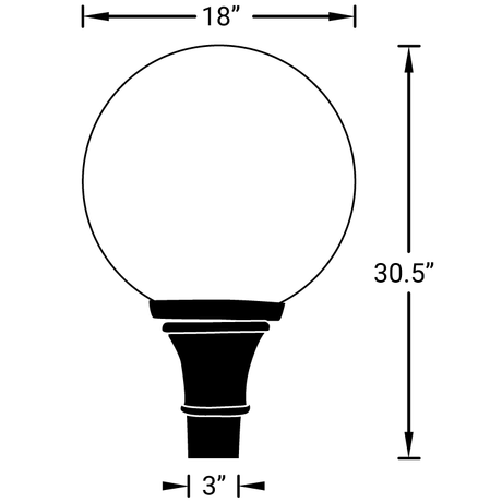 20w LED, 18" Acrylic Globe Post Top Lamp with Decorative Base, 2100 Lumens