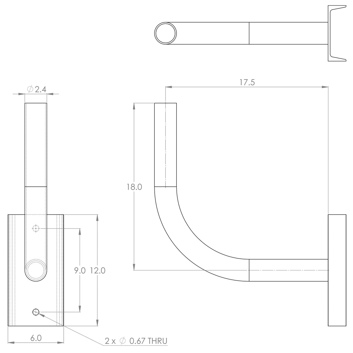 BH1 Single 2.38” OD Bullhorn, Wood Pole Mount