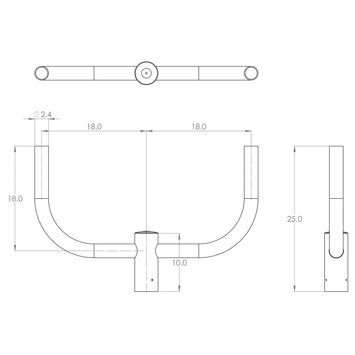 BH2 2@180 2.38” OD Bullhorn, Round Pole or Tenon Mount