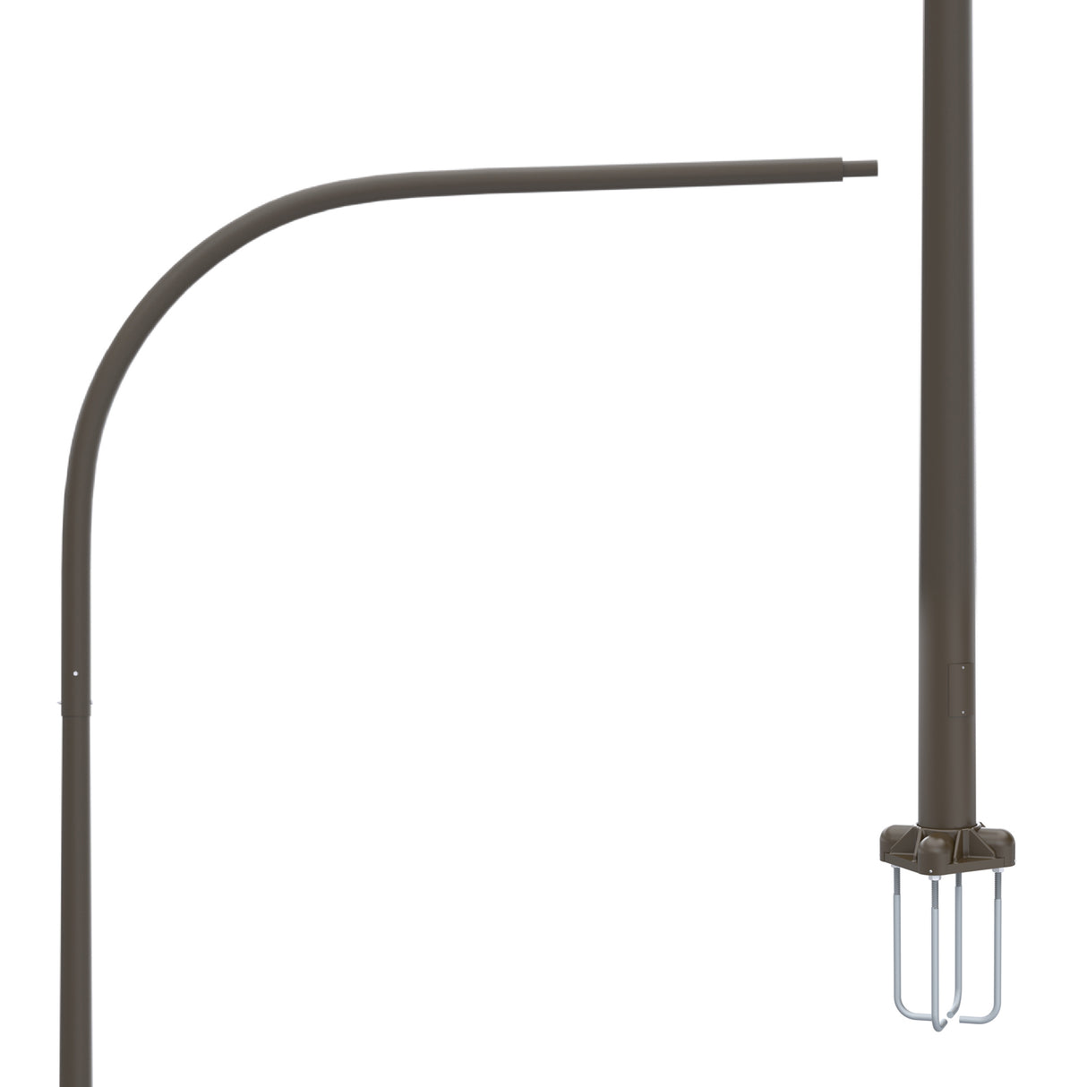 30' Tall x 8.0" Base OD x 4.5" Top OD x 0.156" Thick, Round Tapered Aluminum, Anchor Base Light Pole with 10' Davit Arm