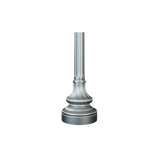 12' Tall x 5.0" OD x 0.125" Thick, Fluted Round Straight Aluminum, Decorative Arlen Style Anchor Base Light Pole