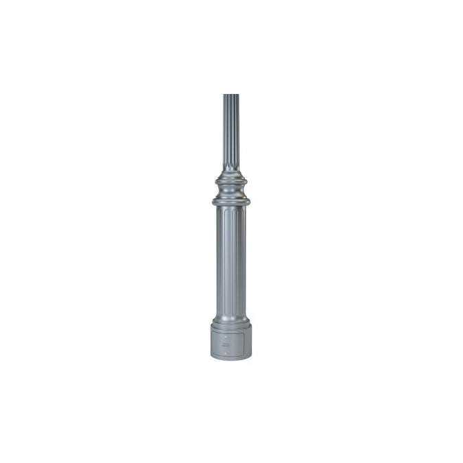 12 Tall x 4.0 OD x 0.125 Thick Fluted Round Straight Aluminum Decorative Georgetown Style Anchor Base Light Pole