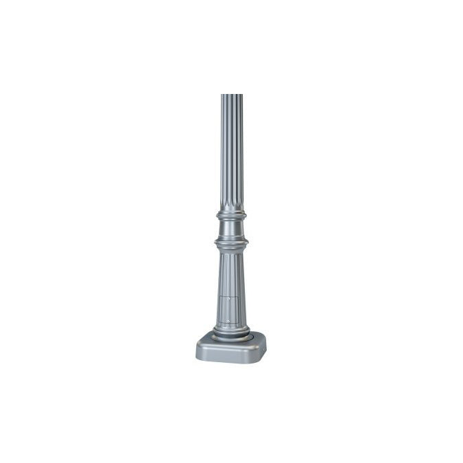 12' Tall x 4.0" OD x 0.125" Thick, Fluted Round Straight Aluminum, Decorative Homewood Style Anchor Base Light Pole