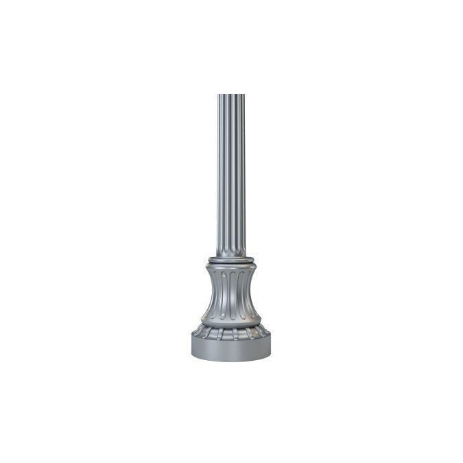 10' Tall x 4.0" OD x 0.125" Thick, Fluted Round Straight Aluminum, Decorative Trenton Style Anchor Base Light Pole