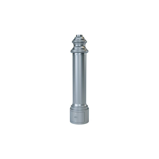 16' Tall x 4.0" OD x 0.125" Thick, Fluted Round Straight Aluminum, Decorative Georgetown Style Anchor Base Light Pole