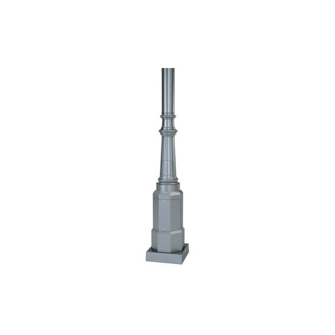 16' Tall x 4.0" OD x 0.125" Thick, Round Straight Aluminum, Decorative Abingdon Style Anchor Base Light Pole