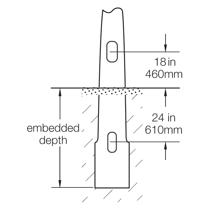 10' Above Grade + 3' Below Grade, Round Tapered Fiberglass, Direct Burial Light Pole