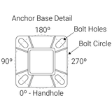 15' Tall x 5.0" Base x 5.0" Top, Square Straight Fiberglass, Anchor Base Light Pole