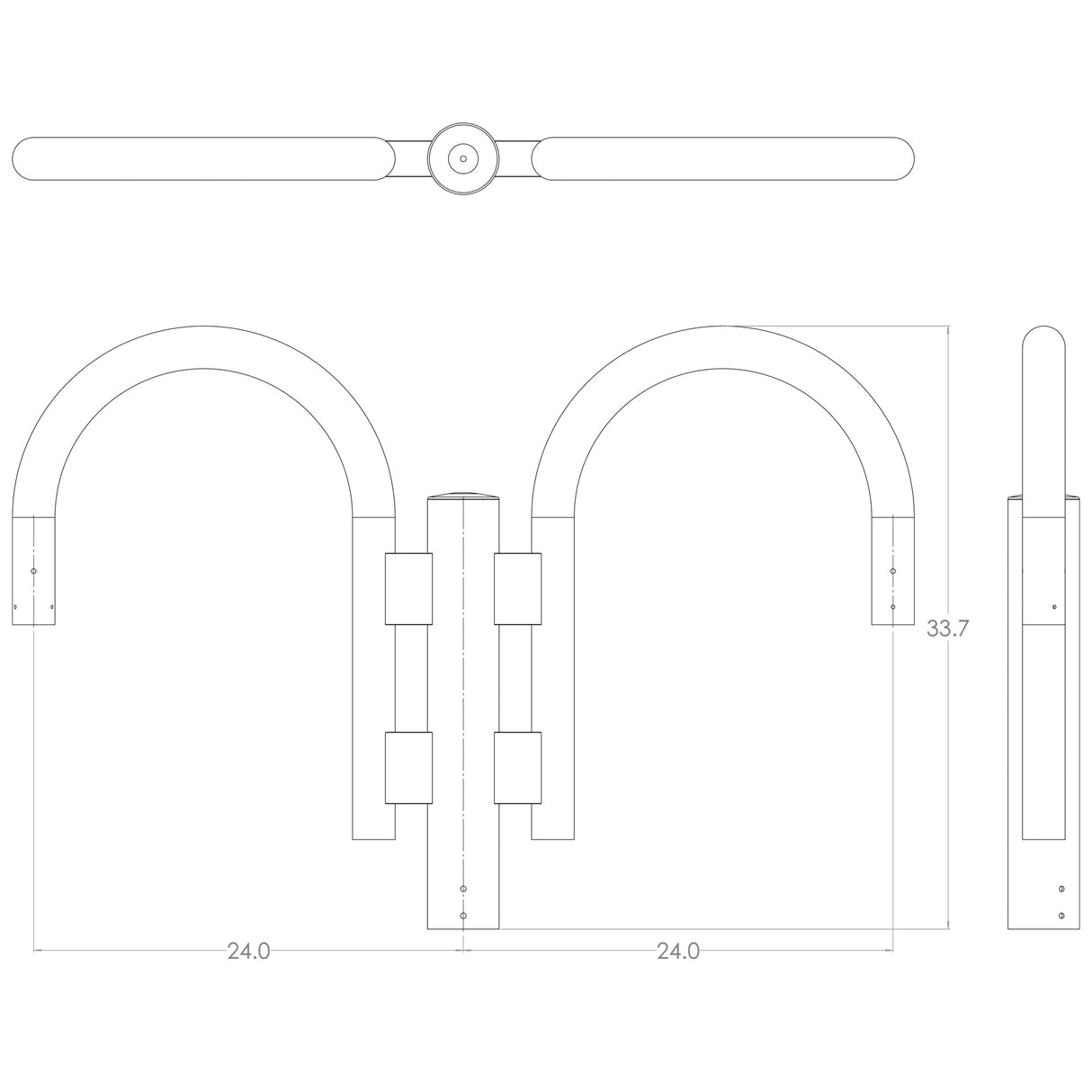 SS2 2@180 Side Shepherds Hook Pole Top Bracket