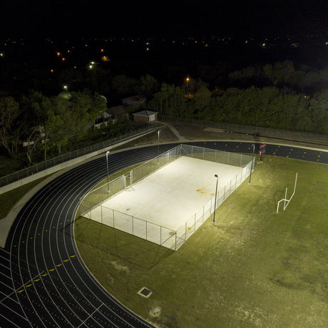 Tennis Court Lighting Kit - 4 Poles + 4 Fixtures, Pre-Shipped Anchor Bolts, Black Finish, Free Shipping!